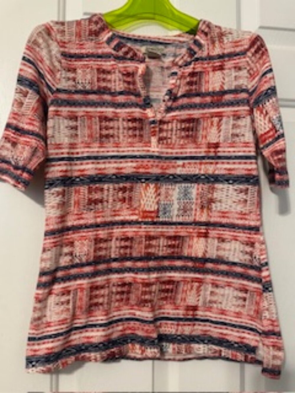 Lucky Brand Red, white & blue, elbow sleeve top Sz S